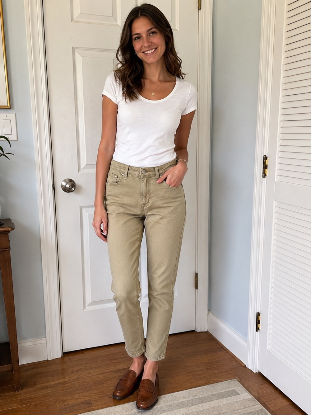 Bandolino Lisbet Khaki Straight Leg Stretch Jeans | Size 12